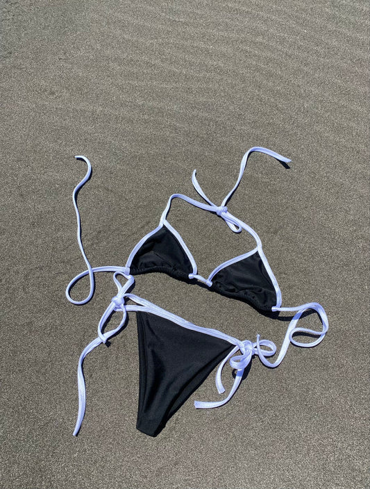 Bikini triángulo negro blanco+ Calzón con amarras