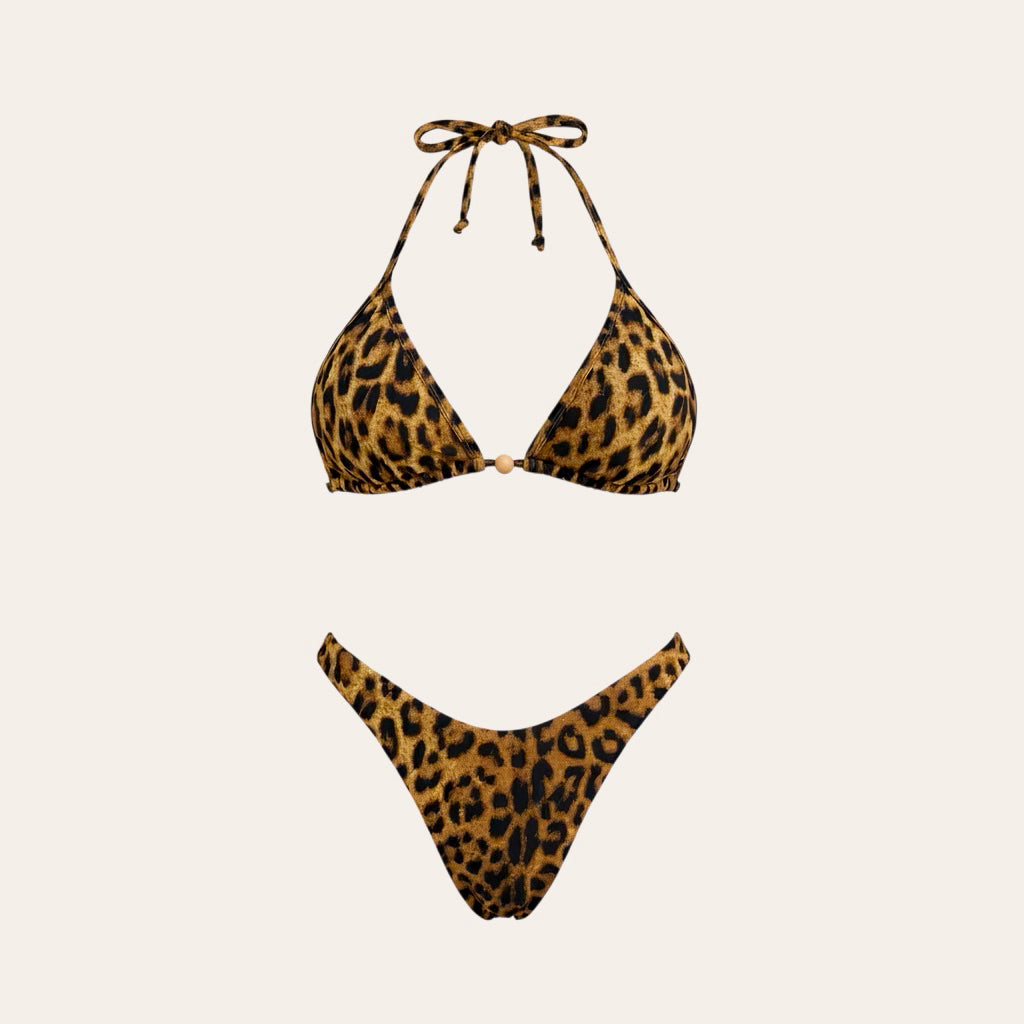 Bikini triángulo animal print + Calzón sin costura