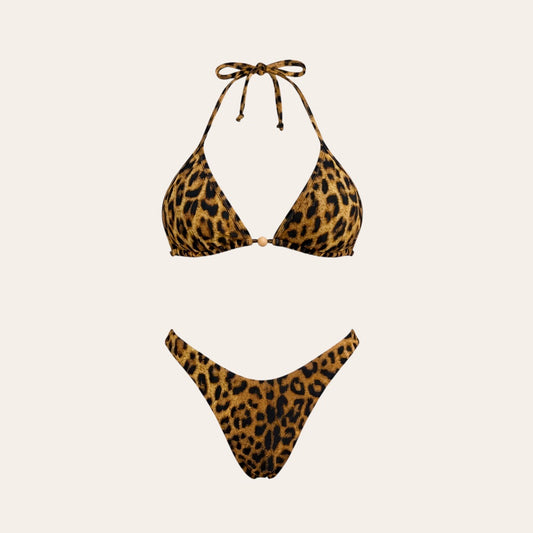 Bikini triángulo animal print + Calzón sin costura