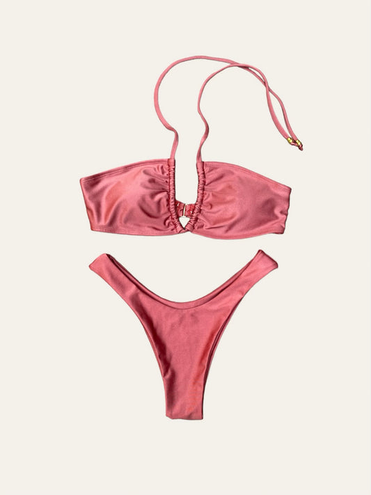Bikini palm triángulo rosa  + Calzón sin costuras